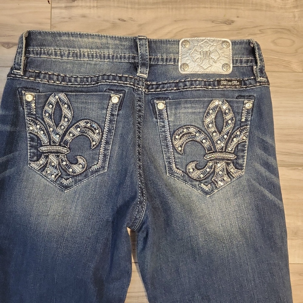 Miss Me Bootcut Jeans‎ Women 29 Low-Rise Blue Denim Embellished Pockets 34" Ins